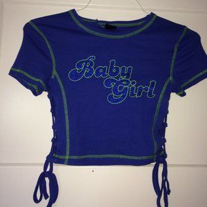 UO Blue baby girl cropped tee